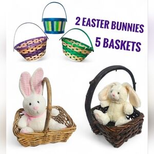 Easter Decorations 2 Bunnies & 5 Baskets
